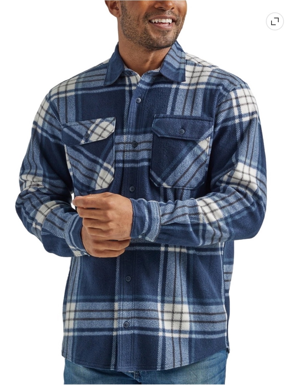 Men’s wrangler authentic fleece plaid button down shirt sz s